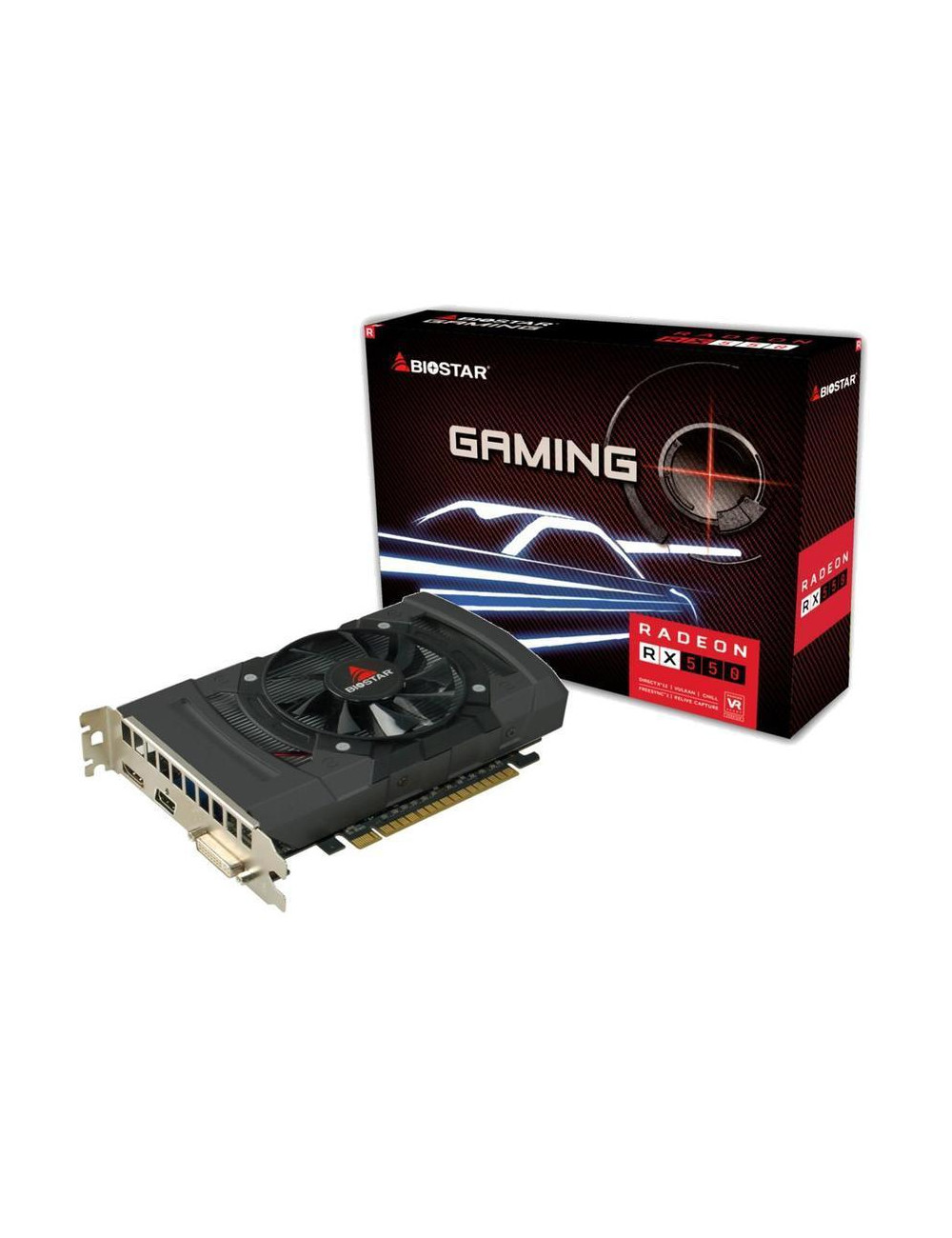Graphics Card|BIOSTAR|AMD Radeon RX 550|4 GB|GDDR5|128 bit|PCIE 3.0 16x|GPU 1100 MHz|Single Slot Fansink|1xDVI-D|1xHDMI|1xDispla