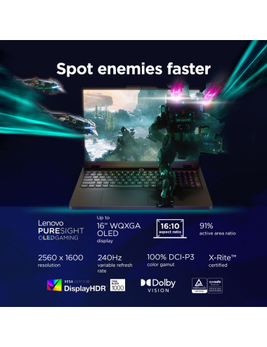 Lenovo Legion Pro 5 16IAX10 | Eclipse Black | 16 " | OLED | WQXGA | 2560 x 1600 pixels | Glossy | Intel Core Ultra 7 | 255HX | 3