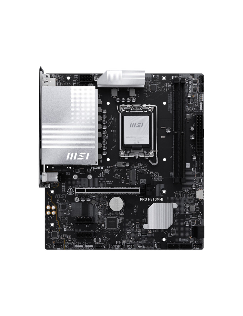 MSI PRO H810M-B | Processor family Intel H810 | Processor socket LGA1851 | DDR5 | Supported hard disk drive interfaces SATA, M.2