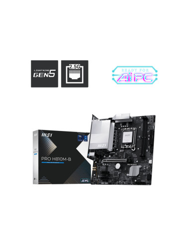 MSI PRO H810M-B | Processor family Intel H810 | Processor socket LGA1851 | DDR5 | Supported hard disk drive interfaces SATA, M.2