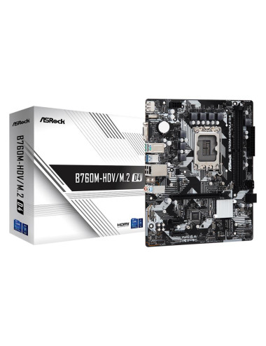 Mainboard|ASROCK|Intel B760 Express|LGA1700|Micro-ATX|Memory DDR4|Memory slots 2|2xPCI-Express 3.0 1x|1xPCI-Express 4.0 16x|2xM.