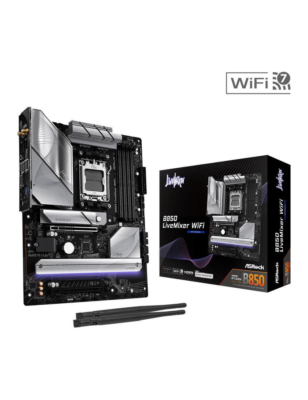 Mainboard|ASROCK|AMD B850|SAM5|ATX|Memory DDR5|Memory slots 4|2xPCI-Express 4.0 16x|1xPCI-Express 5.0 16x|1xM.2|1xHDMI|1xDisplay