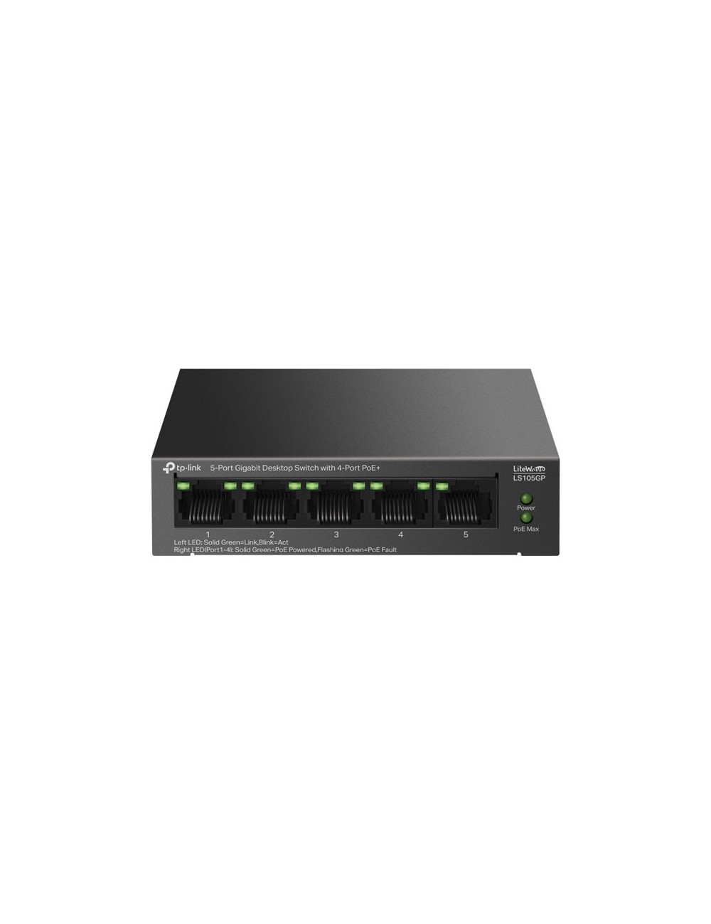 TP-LINK | 5-Port Gigabit Desktop Switch with 4-Port PoE+ | LS105GP | Unmanaged | Desktop