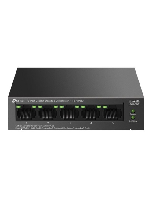 TP-LINK | 5-Port Gigabit Desktop Switch with 4-Port PoE+ | LS105GP | Unmanaged | Desktop