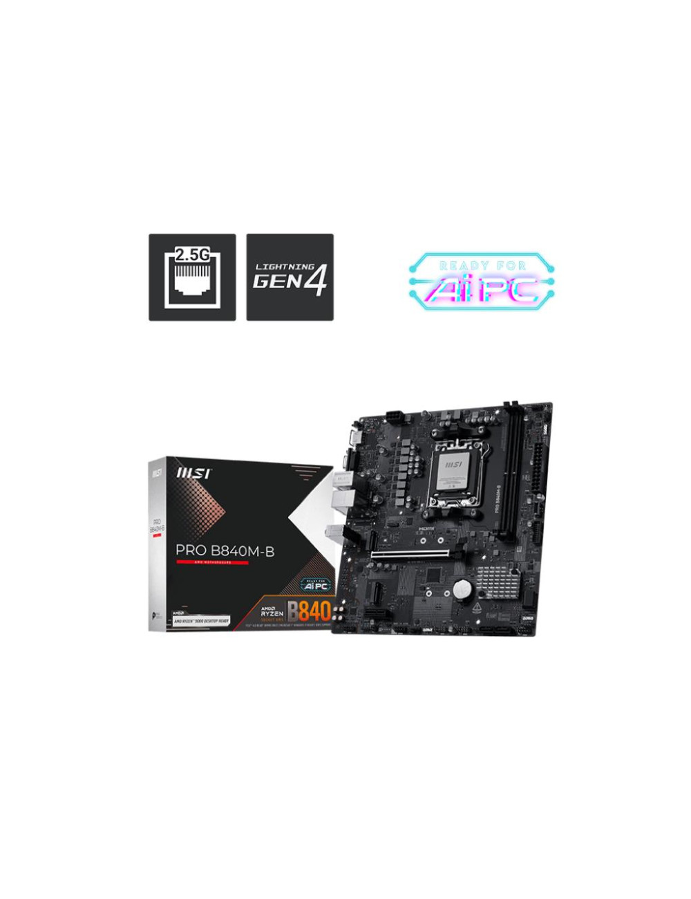 Mainboard|MSI|AMD B840|SAM5|Micro-ATX|Memory DDR5|Memory slots 2|PROB840M-B