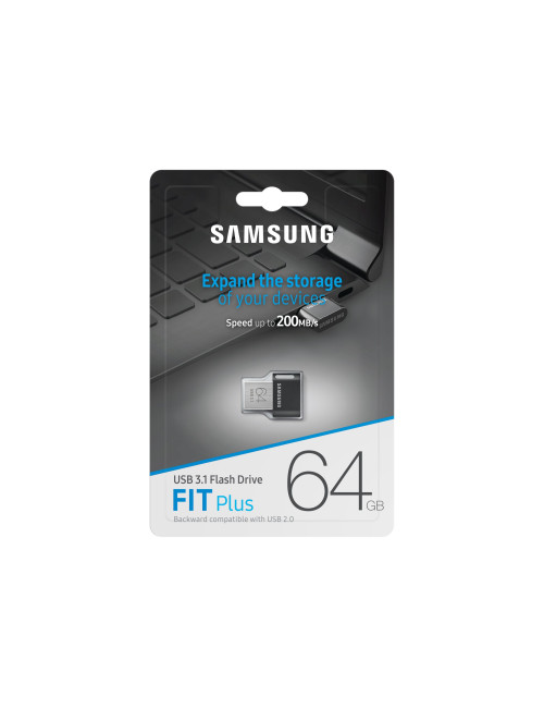 Samsung | FIT Plus | MUF-64AB/APC | 64 GB | USB 3.1 | Black/Silver