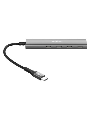 Goobay 76564 Slim 4-Port USB-Hub, USB-C auf USB-C , 5 Gbit/s, Grey