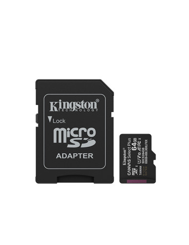 Kingston Canvas Select Plus | 64 GB | microSD | Flash memory class Class 10, UHS-I, U1/U3, video class 10/30, A1