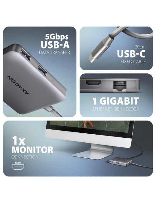AXAGON USB-C 5Gbps SuperSpeed 5in1 Hub | HMC-5HL