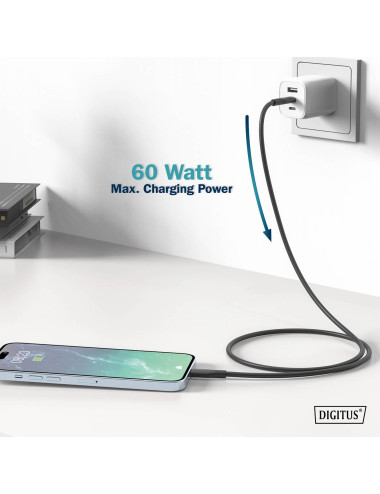 Digitus Silicone connection cable, 0.5 m | AK-300341-005-S | USB-C to USB-C