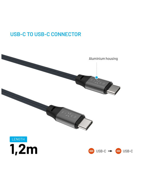 Fixed | Magnetic Braided Cable USB-C/USB-C, USB 2.0, Gray | FIXDBM-CC12-GR