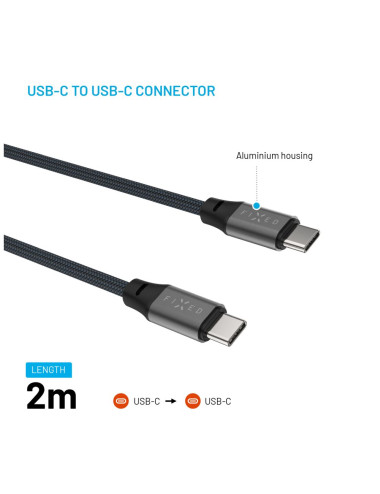 Fixed | Magnetic Braided Cable USB-C/USB-C, USB 2.0, Gray | FIXDBM-CC2-GR