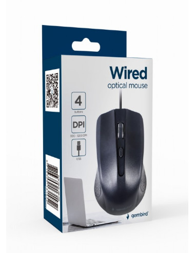 Gembird Optical Mouse | MUS-4B-01L | Wired | USB | Black