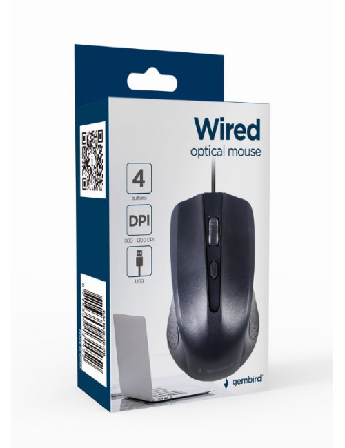 Gembird Optical Mouse | MUS-4B-01L | Wired | USB | Black