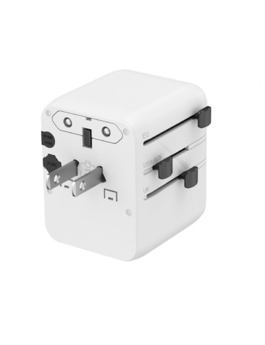 Gembird TPA-1A2C20-01-W Universal travel power adapter, 20 W, white | Gembird