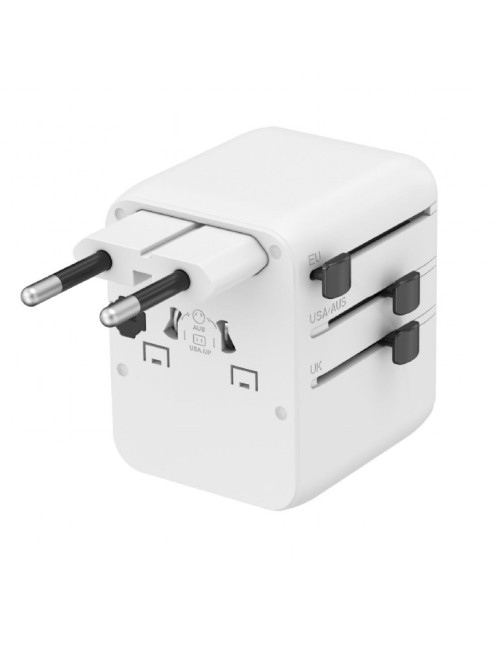 Gembird TPA-1A2C20-01-W Universal travel power adapter, 20 W, white | Gembird