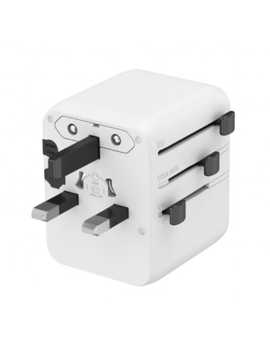 Gembird TPA-1A2C20-01-W Universal travel power adapter, 20 W, white | Gembird