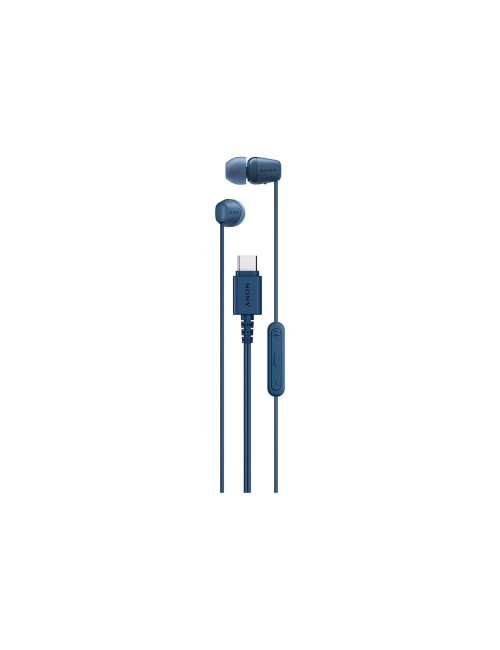 Sony IER EX15C USB C Wired Earbuds with Mic, Blue | Sony