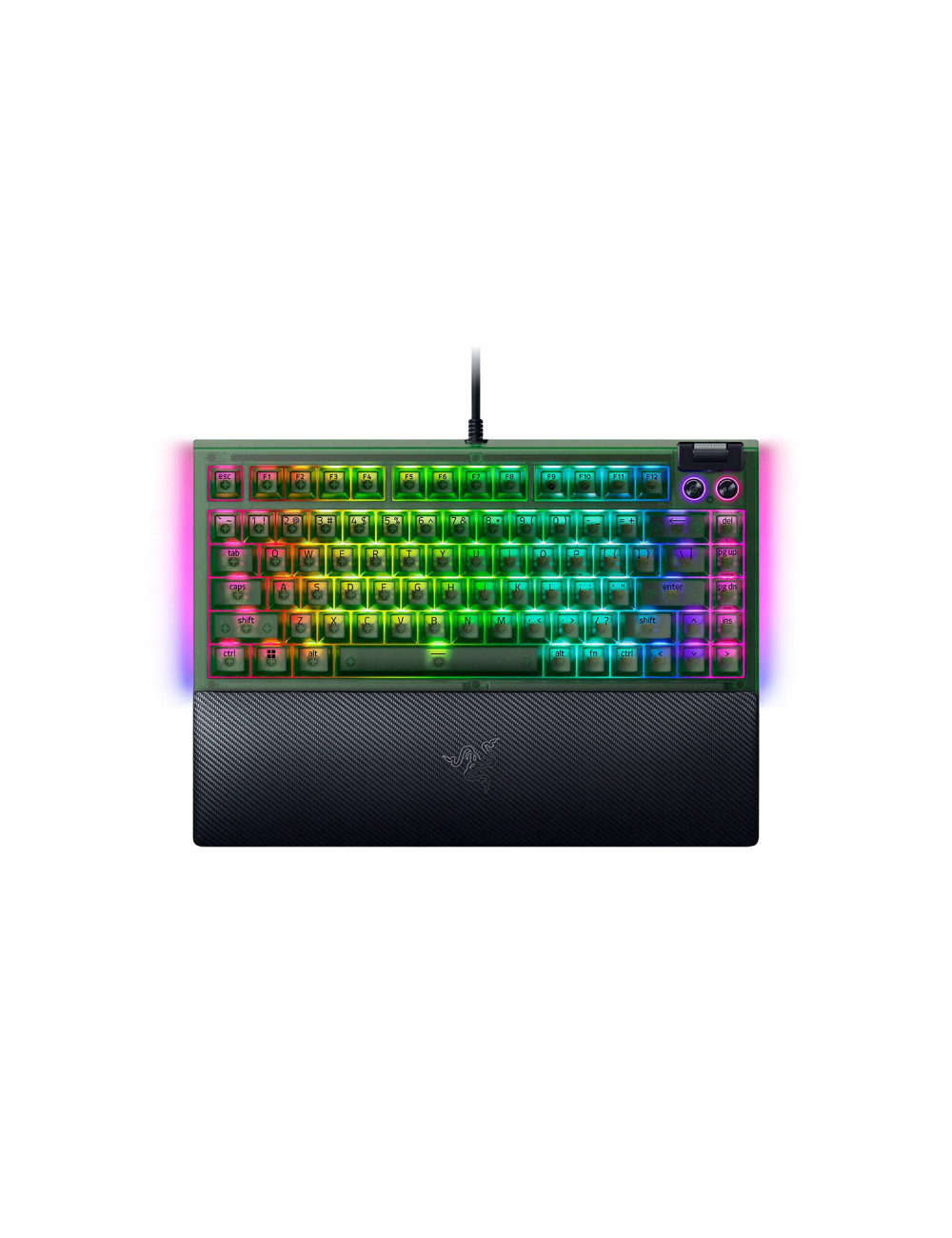 Razer BlackWidow V4 75% | Mechanical Gaming keyboard | Wired | US | Phantom Green Edition | Razer Mechanical Switches (Tactile)