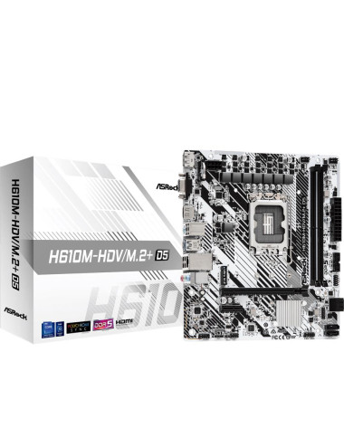Mainboard|ASROCK|Intel H610|LGA1700|Micro-ATX|Memory DDR5|Memory slots 2|1xPCI-Express 3.0 1x|1xPCI-Express 4.0 16x|1xM.2|1x15pi