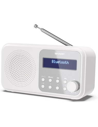 Sharp DR-P420(WH) Tokyo Portable Digital Radio, FM/DAB/DAB+, Bluetooth 5.0, USB or Battery Powered, Snowy White | Sharp | Tokyo 