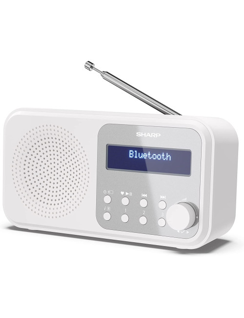 Sharp DR-P420(WH) Tokyo Portable Digital Radio, FM/DAB/DAB+, Bluetooth 5.0, USB or Battery Powered, Snowy White | Sharp | Tokyo 