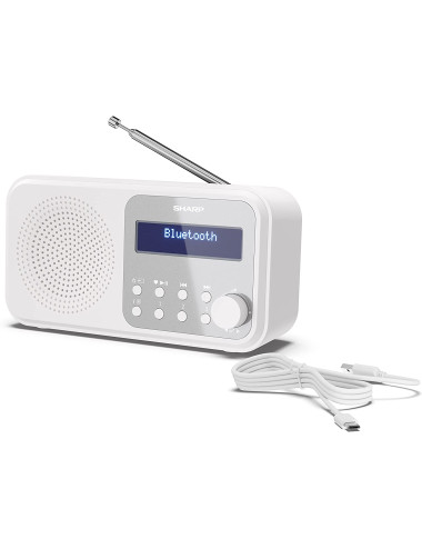 Sharp DR-P420(WH) Tokyo Portable Digital Radio, FM/DAB/DAB+, Bluetooth 5.0, USB or Battery Powered, Snowy White | Sharp | Tokyo 