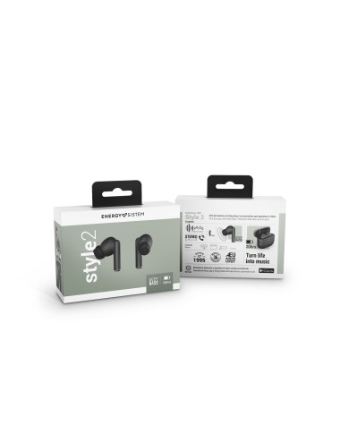 Energy Sistem Earphones True Wireless Style 2 Graphite (True Wireless Stereo, BT 5.1, Deep Bass, Charging Case) | Energy Sistem 