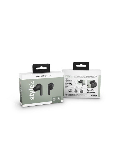 Energy Sistem Earphones True Wireless Style 2 Graphite (True Wireless Stereo, BT 5.1, Deep Bass, Charging Case) | Energy Sistem 