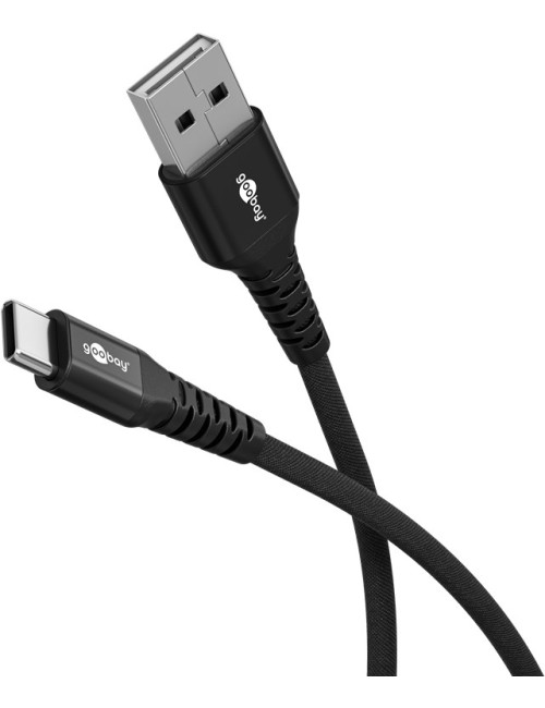 Goobay USB-C to USB-A Supersoft Textile Cable with Metal Plugs | 74527