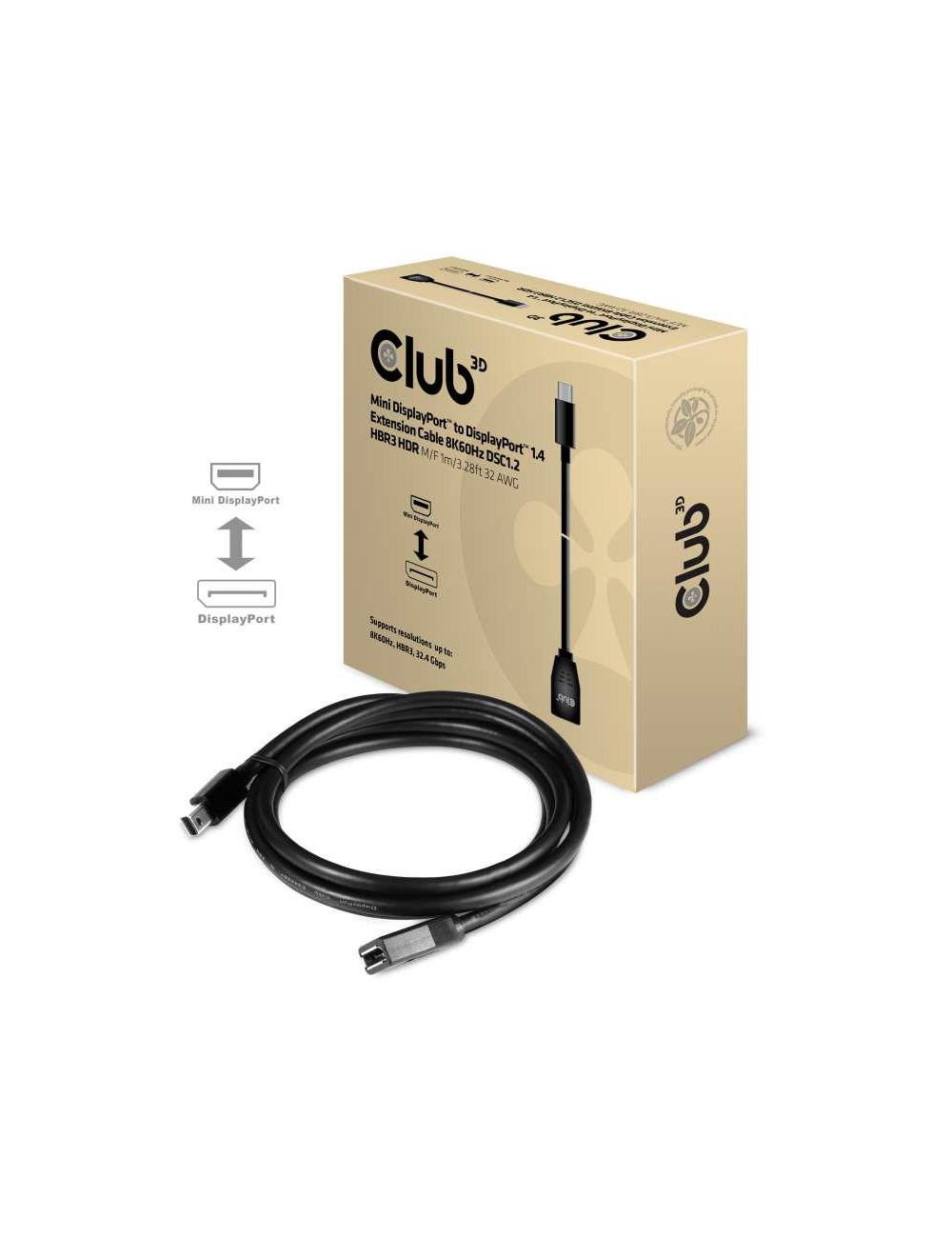 CABLE MINI DP TO DP 1M/M/F CAC-1121 CLUB3D