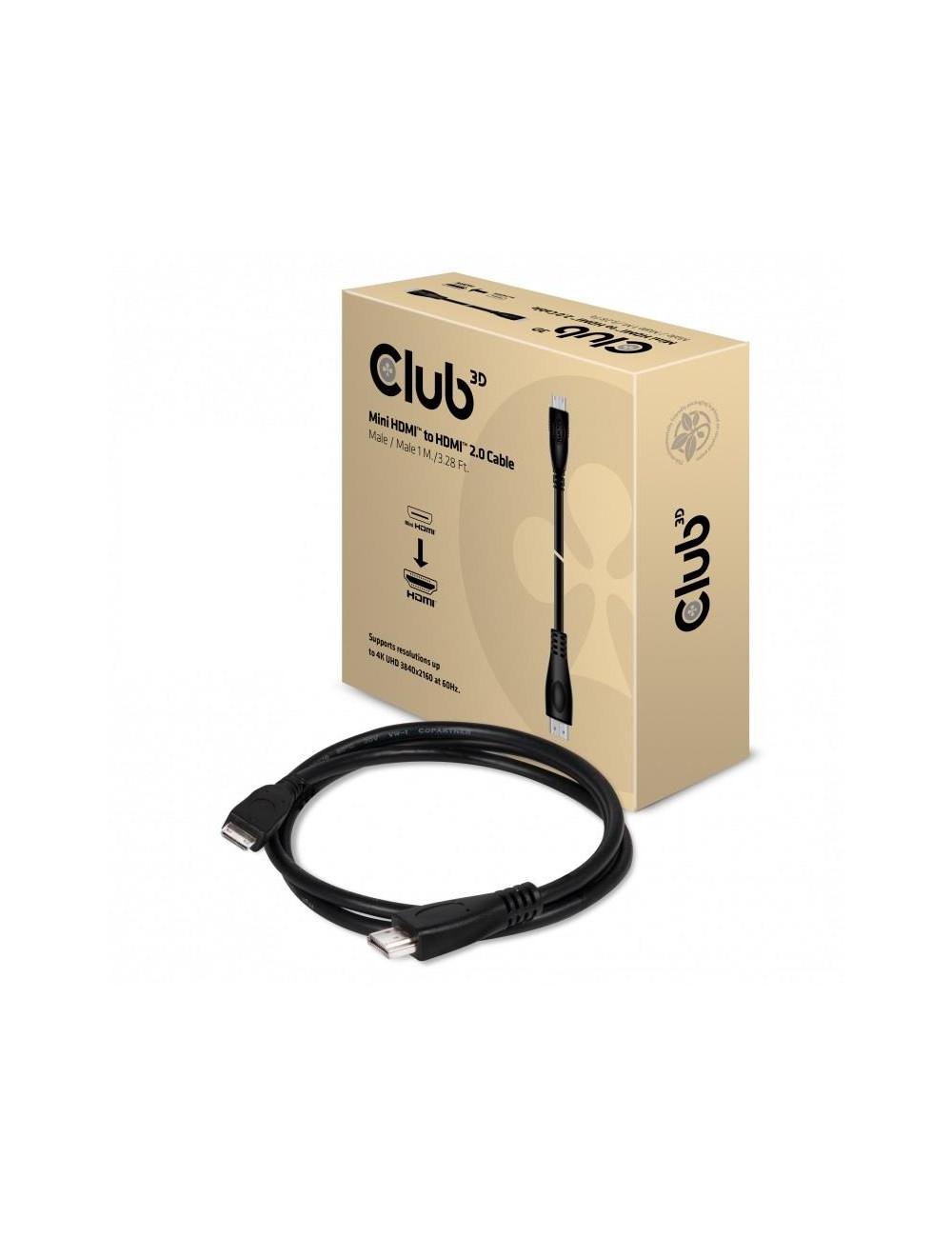CABLE MINI HDMI TO HDMI 1M/M/M CAC-1350 CLUB3D