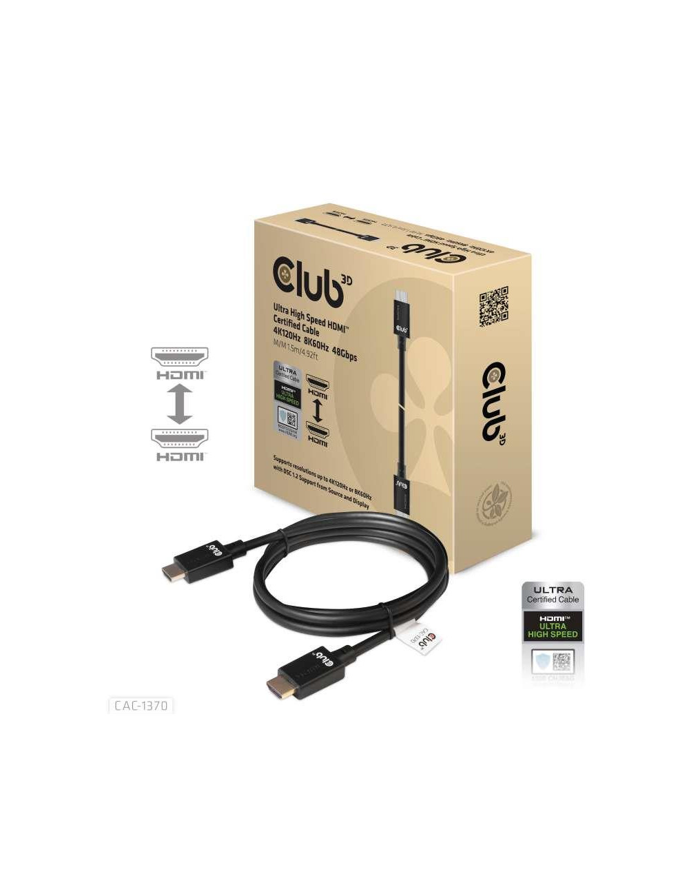 CABLE HDMI TO HDMI 1.5M/M/M CAC-1370 CLUB3D