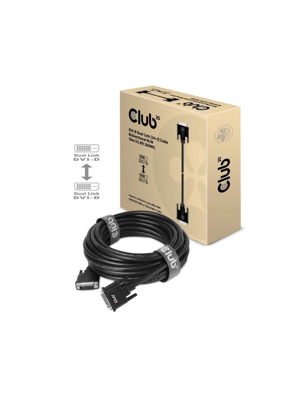 CABLE DVI-D TO DVI-D 10M/M/M CAC-1220 CLUB3D