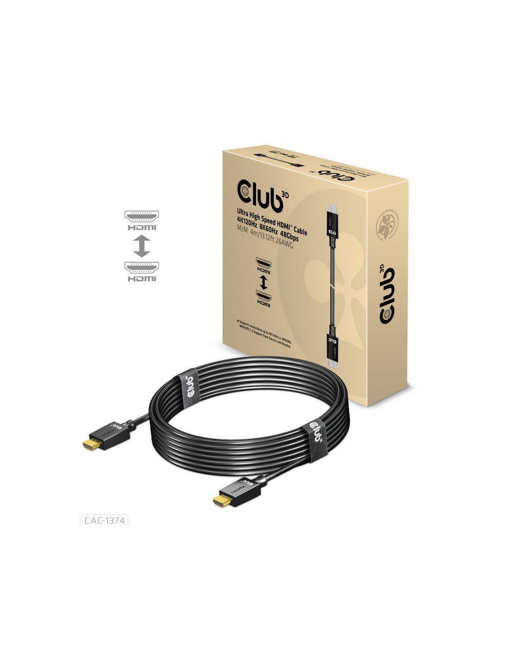 CABLE HDMI TO HDMI 4M/M/M CAC-1374 CLUB3D