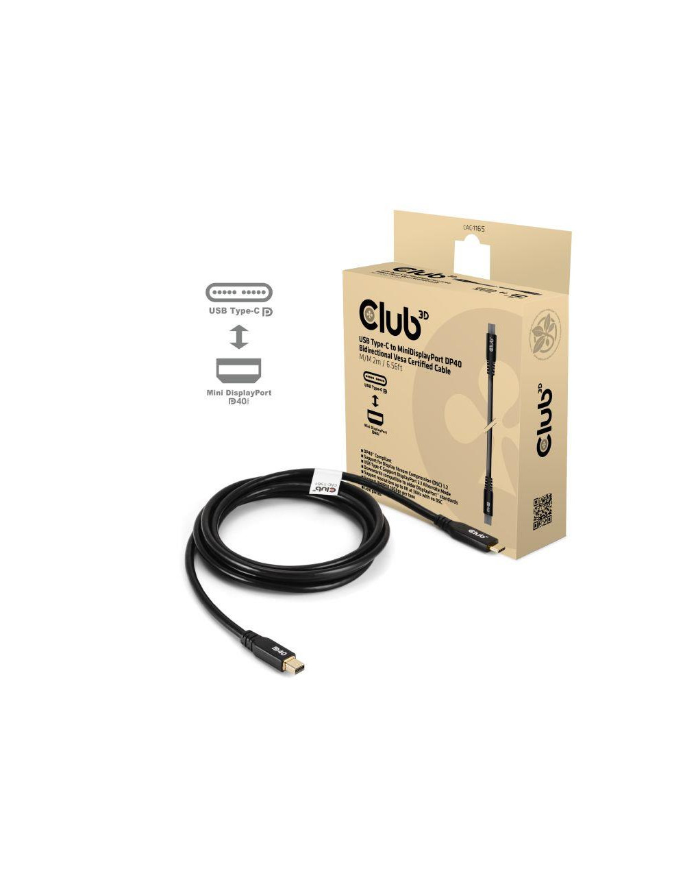 CABLE USB-C TO MINI DP 1.2M/M/M CAC-1561 CLUB3D