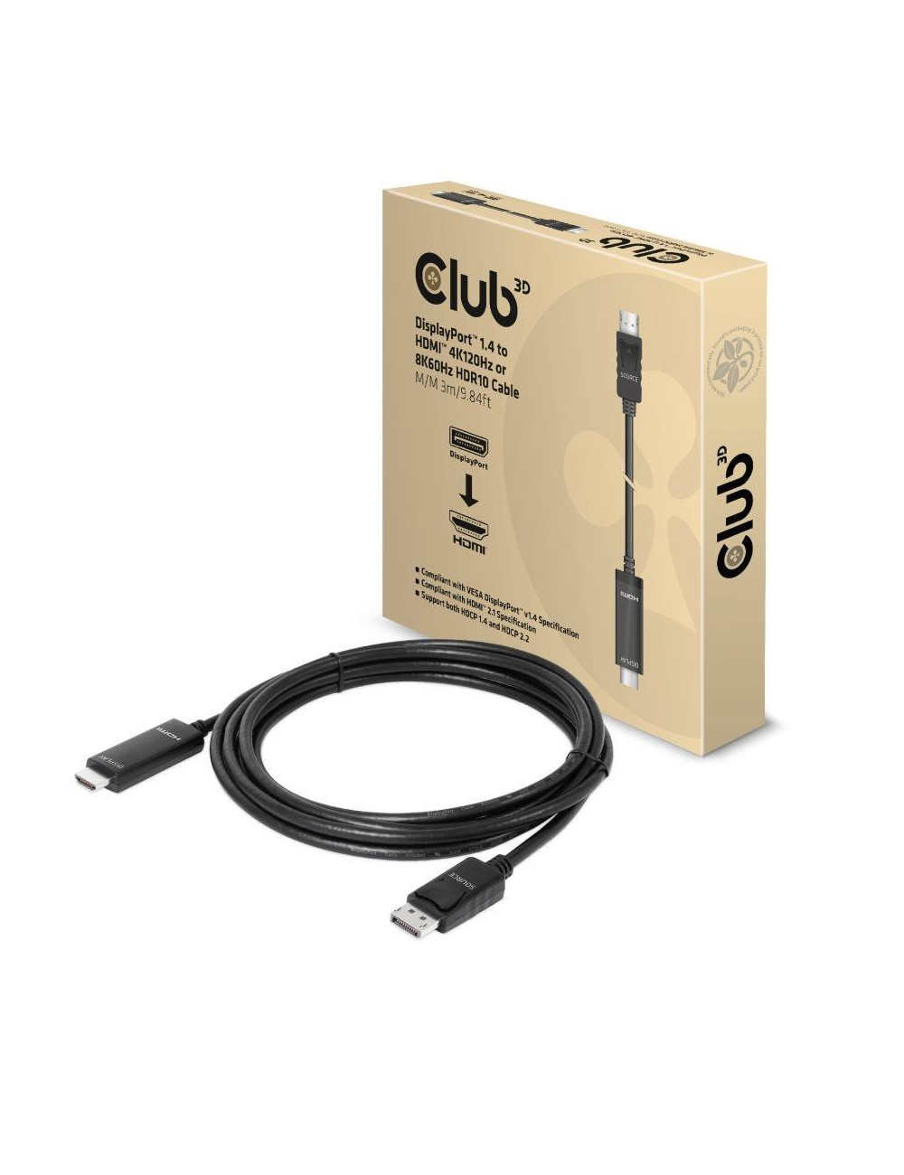 CABLE DP TO HDMI 3M/M/M CAC-1087 CLUB3D