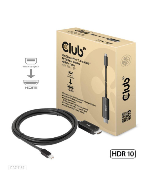 CABLE MINIDP TO HDMI 1.8M/M/M CAC-1187 CLUB3D