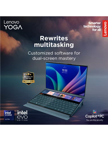 Lenovo Yoga Book 9 14IAH10 | Tidal Teal | 2x14 " | OLED | Touchscreen | 2.8K WQXGA+ | 2880 x 1800 pixels | Glossy | Intel Core U