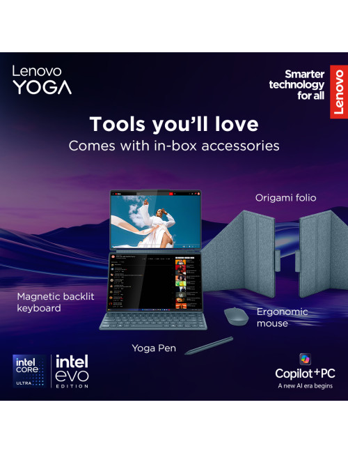 Lenovo Yoga Book 9 14IAH10 | Tidal Teal | 2x14 " | OLED | Touchscreen | 2.8K WQXGA+ | 2880 x 1800 pixels | Glossy | Intel Core U