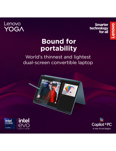 Lenovo Yoga Book 9 14IAH10 | Tidal Teal | 2x14 " | OLED | Touchscreen | 2.8K WQXGA+ | 2880 x 1800 pixels | Glossy | Intel Core U