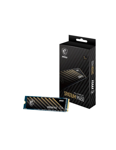 SSD|MSI|SPATIUM M450|1TB|M.2|PCIe Gen4|NVMe|3D NAND|Write speed 2400 MBytes/sec|Read speed 3400 MBytes/sec|2.15mm|TBW 350 TB|MTB