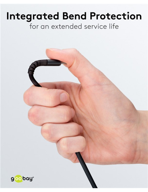 Goobay USB-C to USB-A Supersoft Textile Cable with Metal Plugs | 74526 | USB-C to USB-A