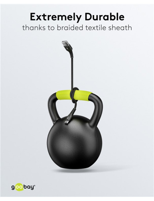 Goobay USB-C to USB-A Supersoft Textile Cable with Metal Plugs | 74526 | USB-C to USB-A