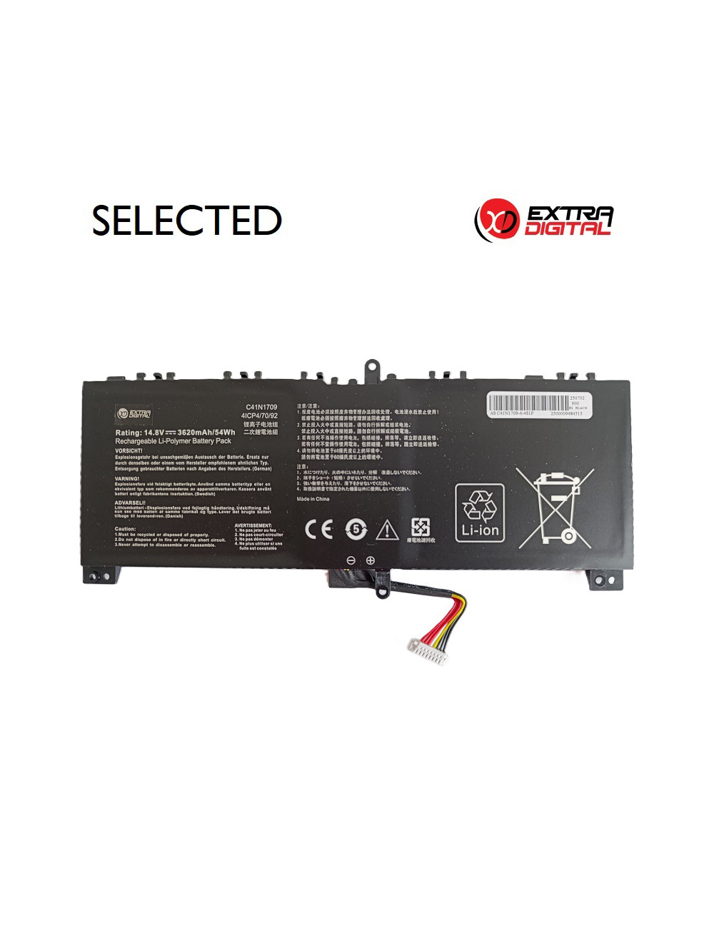 Nešiojamo kompiuterio baterija ASUS C41N1709, 3620mAh, Extra Digital Selected