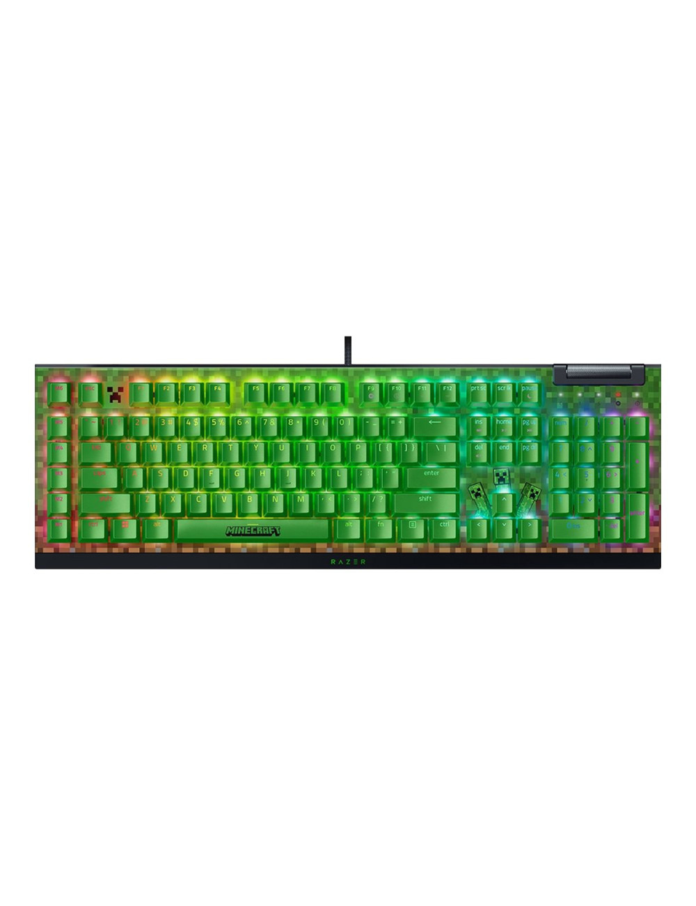 Razer BlackWidow V4 X | Gaming keyboard | Wired | US | Minecraft Edition | Razer Green Mechanical Switches (Clicky)