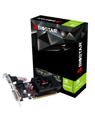 Graphics Card|BIOSTAR|NVIDIA GeForce GT 730|4 GB|DDR3|128 bit|PCIE 2.0 16x|Memory 1333 MHz|GPU 730 MHz|Single Slot Fansink|1x15p