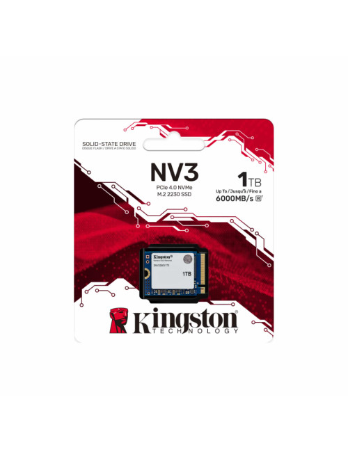 Kingston SSD | NV3 | 1000 GB | SSD form factor M.2 2230 | Solid-state drive interface PCIe 4.0 x4 NVMe | Read speed 6000 MB/s | 