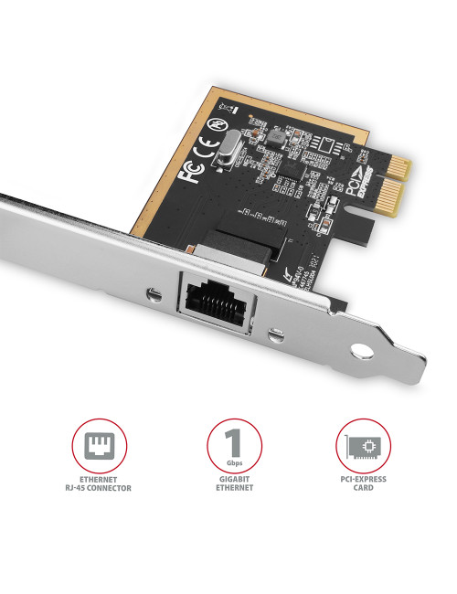 AXAGON Gigabit Ethernet PCI-Express network card with proven Realtek chipset version | PCEE-GRF