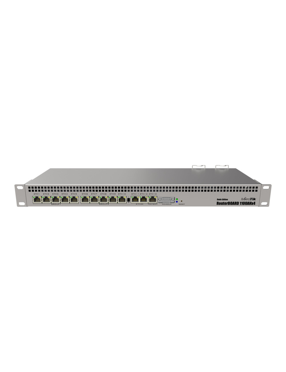 Mikrotik Wired Ethernet Router RB1100x4, 1U Rackmount, Quad core 1.4GHz CPU, 1 GB RAM, 128 MB, 13xGigabit LAN, 1xSerial console 